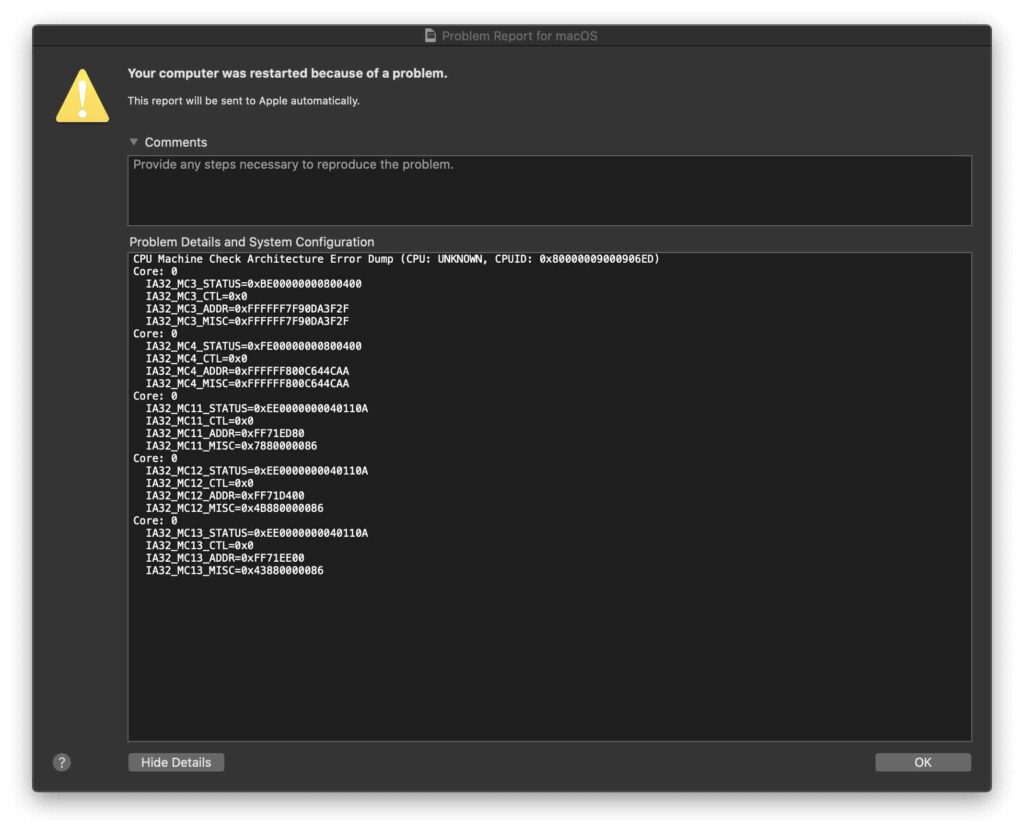 Architecture of CPU Machine Check Errors