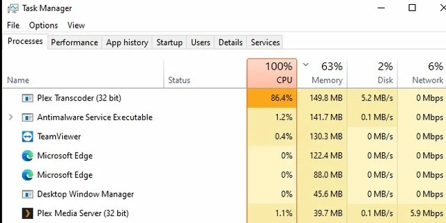 Plex limit CPU usage