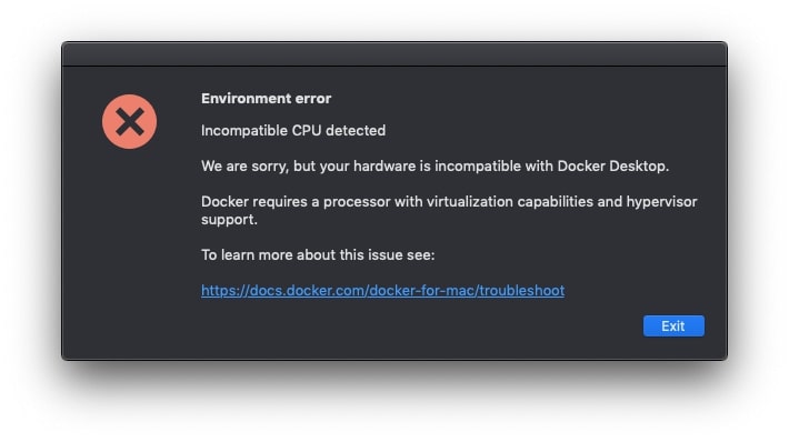 Incompatible CPU detected in Docker Desktop for Mac with M2 processor